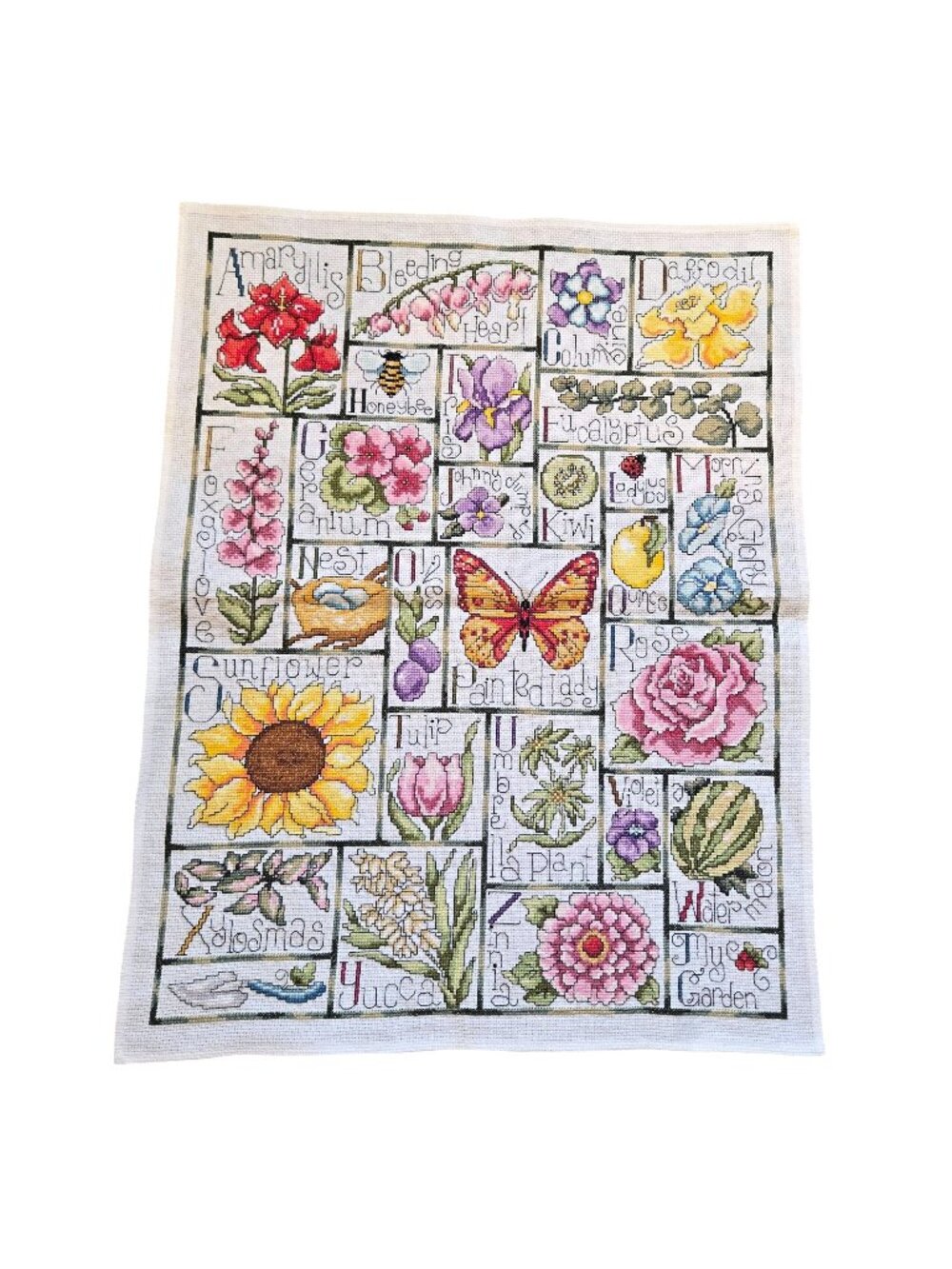 Design Works Floral Garden ABC Counted Cross Stitch Sampler FINISHED 16 x 20"